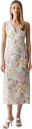 Farm Rio Floral Linen Midi Dress - Dames - Casual kleedjes - Veelkleurig - XS - Linnen - Kleedjes