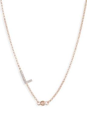 Meshmerise Bezel Diamond Initial Chain Necklace - 0.2ct. in Rose-L at Nordstrom Rack
