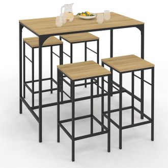 IDMarket Tavolo Alto Da Bar Detroit E 4 Sgabelli Di Design Industriale
