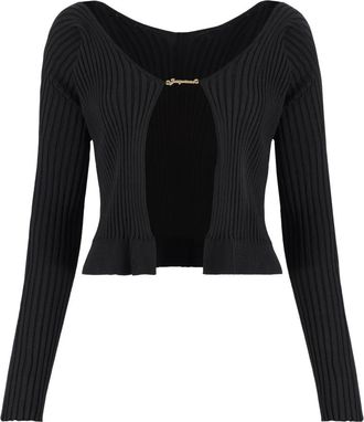 Jacquemus Truien & Vesten, Dames, Zwart, S, Polyester, Long Pralu Knit