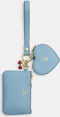 Coach Womens Wristlet And Heart Pouch With Charm in Blue | Leather