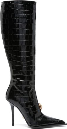 Versace Vagabond croco-embossed leather boots - women - Calf Leather/Calf Leather/Calf Leather - 36 - Black