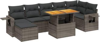 vidaXL Set De Sof&aacute;s De Jard&iacute;n 8 Pzas Y Cojines Rat&aacute;n Sint&eacute;tico Gris Vidaxl