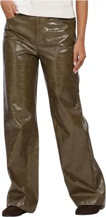 Co'Couture Dames, Broeken, Groen, Maat: XS Leer