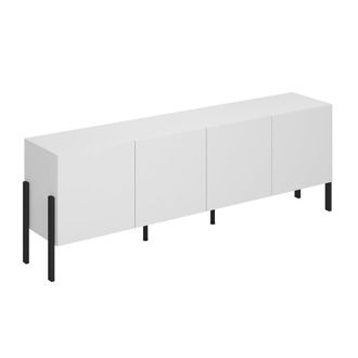 Petits Meubles Mueble tv 4 puertas 200 cm paneles de melamina blanco mate y negro