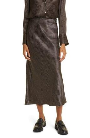 Vince Brushed Houndstooth Check Satin Slip Skirt in Black/camel at Nordstrom Rack, Size 12