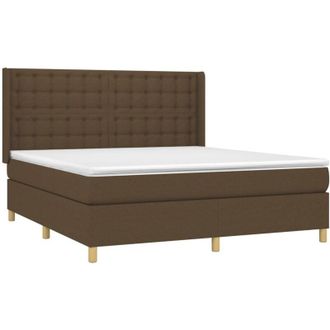 vidaXL Vidaxl - Cama Box Spring Con Colch&oacute;n Tela Marr&oacute;n Oscuro 180x200 Cm