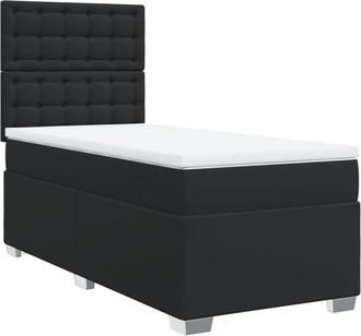 vidaXL Vidaxl - Cama box spring con colchón cuero sintético negro 100x200 cm