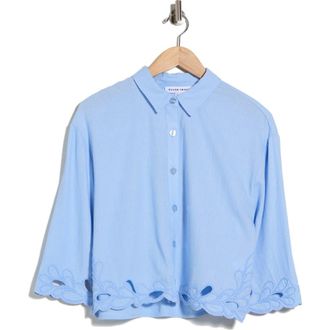 Ellen Tracy Embroidered Crop Button-Up Shirt in Hydrangea at Nordstrom Rack, Size X-Large