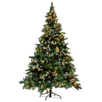 Beliani &Aacute;rbol De Navidad Artificial Verde Con Luces Led Incorporadas 180 Cm Ramas Heladas Sint&eacute;ticas Conos De Pino Palomar