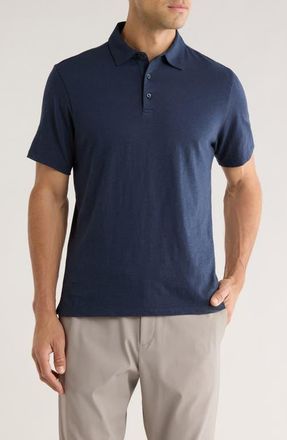 Robert Barakett Brightwood Slub Cotton Polo in Blue Night at Nordstrom, Size Xx-Large