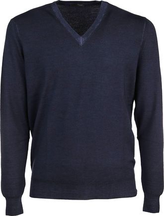 Drumohr Navy Rasato Merino Sweater