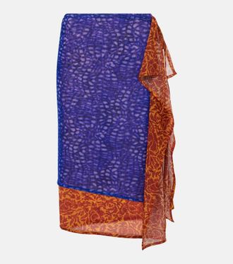 Dries Van Noten Printed mesh midi skirt
