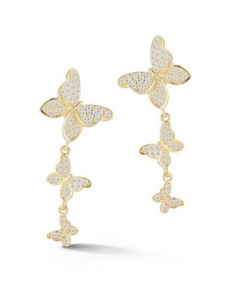 Glaze Jewelry 14K Over Silver Cz Butterfly Studs