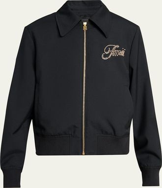 Amiri Mens Crystal Club Amiri Satin Blouson