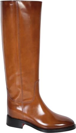 Santoni Rijlaars - Dames - Hoge Laarzen - Bruin - 38 EU - Leer - Schoenen
