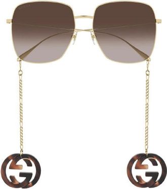 Gucci GG1031S003 Square Full Rim Sunglasses - Gold