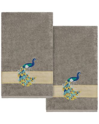 Linum Home Textiles 100% Turkish Cotton Penelope 2Pc Embellished Bath Towel Set
