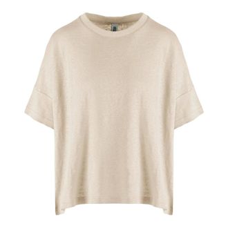 Bomboogie Camiseta de corte holgado en punto de lino - Tops - Mujer - Beige - XS