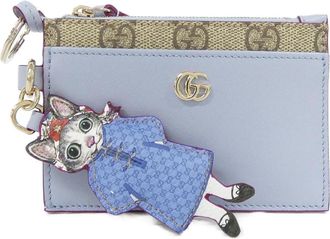 Gucci Beige Light Blue Gg Supreme Canvas Leather Coin Purse/Coin Case (Pre-Owned)