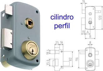 MCM Mcm - Cerradura Sobresaliente 2556bp-60 Derecha Pintada Cilindro Perfil