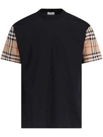 Burberry T-shirt met Vintage Check-mouwen - Zwart