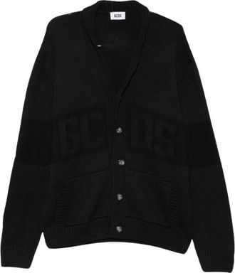 GCDS Gcds - Intarsia Logo V-hals vest - Heren - Truien - Zwart - Maat: S Zijde