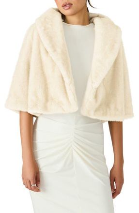 Steve Madden Hestia Crop Faux Fur Jacket in Cream at Nordstrom, Size X-Small