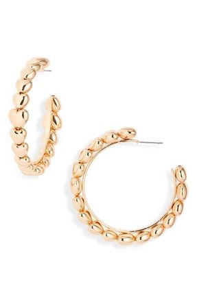 Open Edit Puffy Heart Hoop Earrings in Gold at Nordstrom