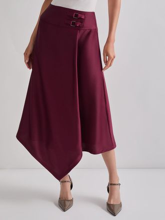 Misook Asymmetrical Crepe de Chine Maxi Skirt