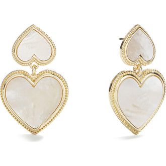 BaubleBar Kimberly Faux Pearl Heart Drop Earrings in White at Nordstrom