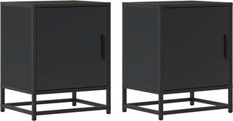 vidaXL Vidaxl - Bedside Cabinets 2 pcs Black 40x31x50 cm Engineered Wood and Metal