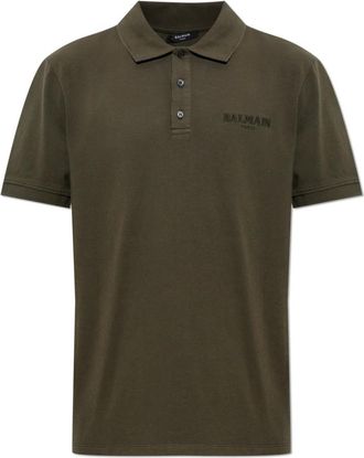 Balmain Polo Shirt met Geborduurd Logo - Heren - Polos - Groen - XL - Katoen - Tops