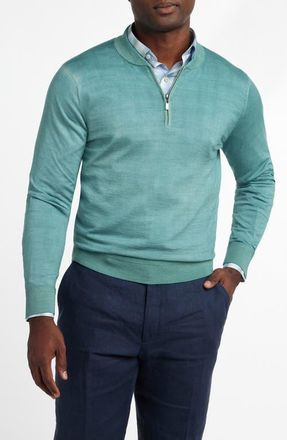 David Donahue Skipper Merino Wool Blend Quarter Zip Sweater in Beach Glass at Nordstrom, Size Xx-Large