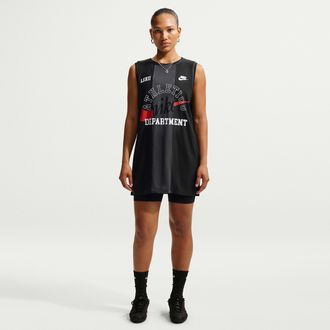 Nike Womens Nike Sportswear Loose Heritage Jersey Dress in Black | IR1703-010