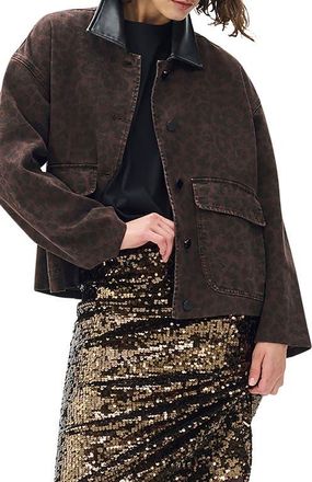 Rag & Bone Natalia Leopad Print Cotton Jacket in Espresso/Leopard Print at Nordstrom, Size X-Small