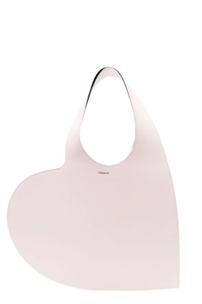 Coperni Pink Heart Tote Bag Double Handle Engraved Logo Suede Tote Bag
