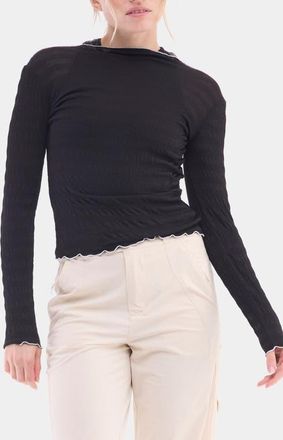 Halfdays Ynes Texture Top in Black at Nordstrom, Size X-Small