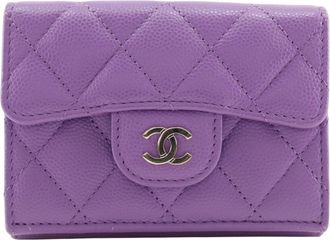 Chanel Purple Grained Calfskin Wallet (Tri-Fold) (Pre-Owned)
