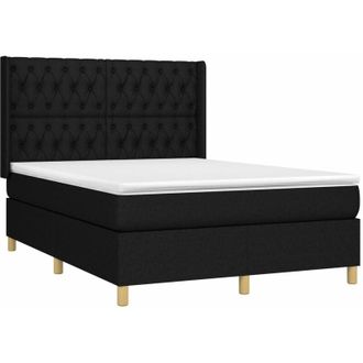 vidaXL Cama Box Spring Con Colch&oacute;n Tela Negro 140x190 Cm Vidaxl