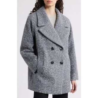 Bernardo Double Breasted Brushed Felt Coat in Grey/Black at Nordstrom Rack, Size Large