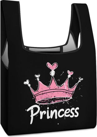 Generic Princess Crown Shopping Bag Reusable Grocery Tote Bag Foldable Handbag for Travel Picnic