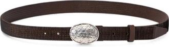 Brunello Cucinelli Textured Calfskin Braided Belt - Heren - Riemen - Bruin - 100 CM - Leer - Accessoires