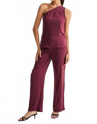 Crescent Bethany Trouser And One Shoulder Set In Merlot