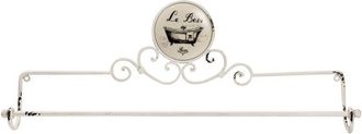 Biscottini International Toallero De Pared Para Ba&ntilde;o Toallero De Pared De Hierro Blanco Accesorio Decorativo Estilo Retro Vintage Shabby Chic