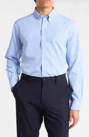 Brooks Brothers Regular Fit Plaid Non-Iron Cotton Dress Shirt in Open Blue at Nordstrom Rack, Size 17.5 - 34/35