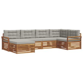 vidaXL Conjunto De Sof&aacute;s De Exterior 6 Pcs Gris Natural Y Claro Vidaxl