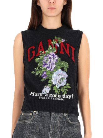 Ganni Wool Blend Vest - Gray