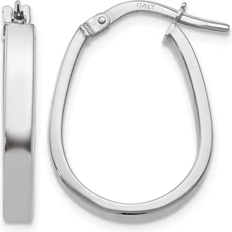 Diamond2Deal 10K White Gold U-Shape Hoop Earrings