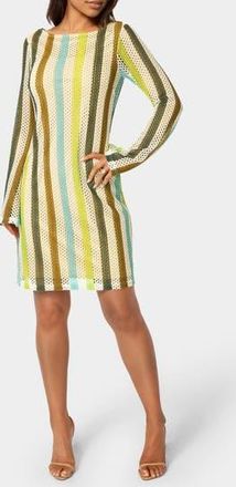 Bebe Stripe Print Long Sleeve Dress in Blue Multi at Nordstrom Rack, Size X-Large